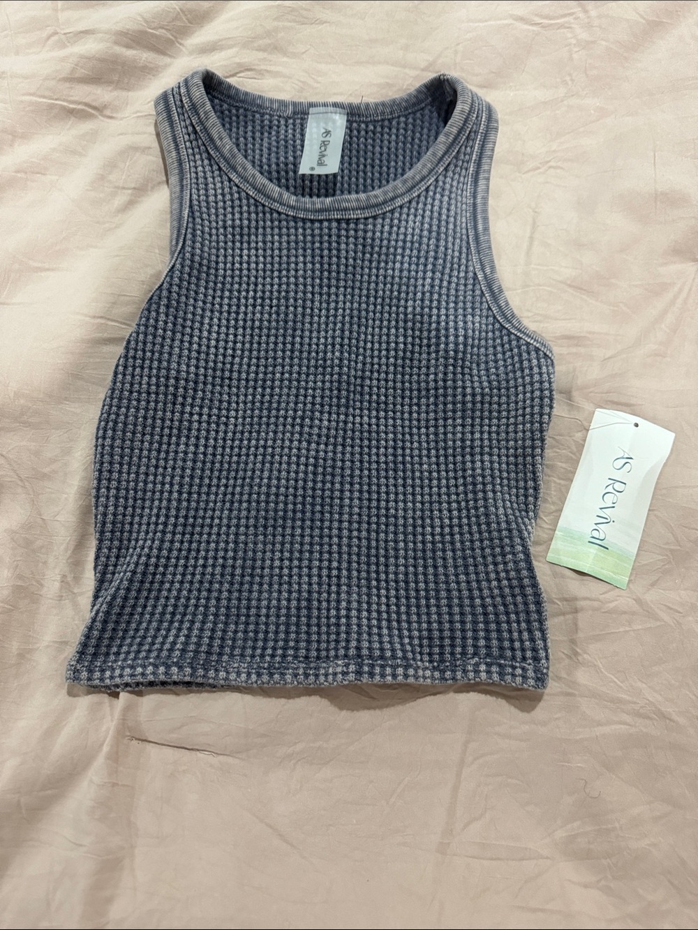 Altar'd State Blue Waffle crop Tank Size Small  NWT